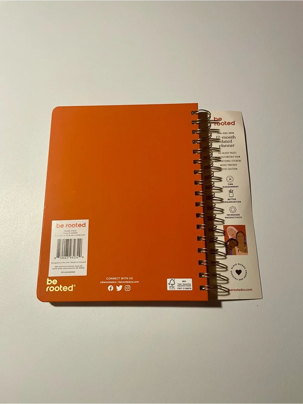 Be Rooted 2026 Illustrated Spiral Planner - Rust & Peach 12 Month Day Plans NWT
